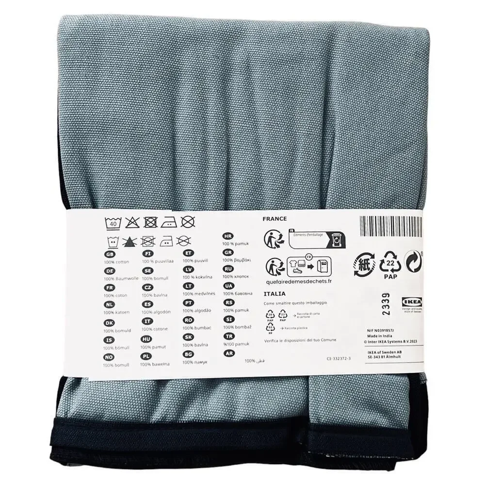IKEA MANLAVMAL Blue Pillow Cover with Sewn-On Patches 20